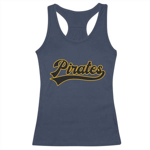 Vintage Pirates Racerback Tank Top Varsity Script Retro Sports Jersey Style Baseball Fans TS10 Navy Print Your Wear