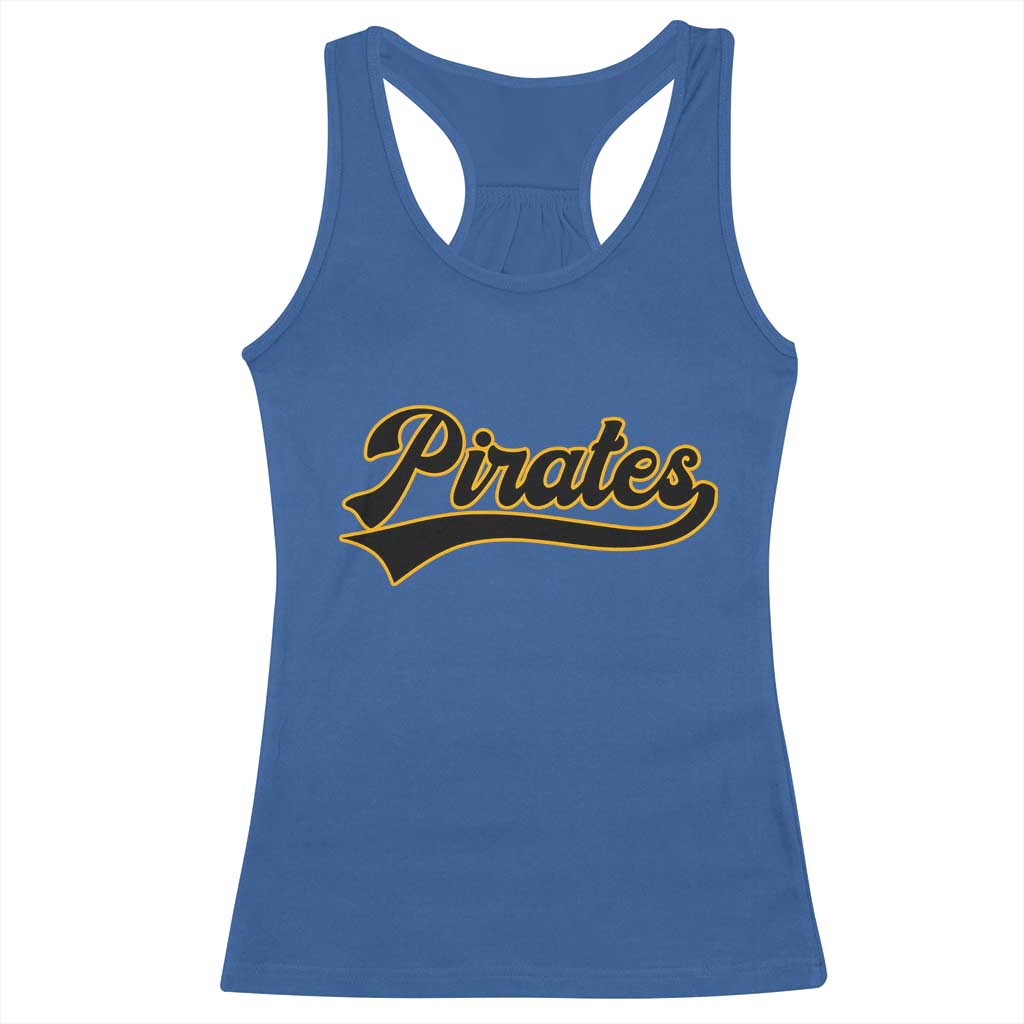 Vintage Pirates Racerback Tank Top Varsity Script Retro Sports Jersey Style Baseball Fans TS10 Royal Blue Print Your Wear