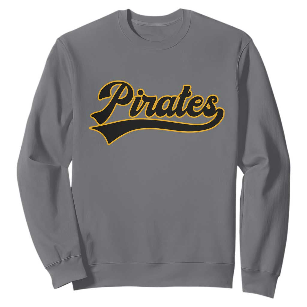 Vintage Pirates Sweatshirt Varsity Script Retro Sports Jersey Style Baseball Fans TS10 Charcoal Print Your Wear