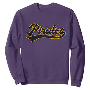 Vintage Pirates Sweatshirt Varsity Script Retro Sports Jersey Style Baseball Fans TS10 Purple Print Your Wear