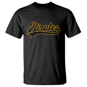 Vintage Pirates T Shirt Varsity Script Retro Sports Jersey Style Baseball Fans TS10 Black Print Your Wear