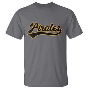 Vintage Pirates T Shirt Varsity Script Retro Sports Jersey Style Baseball Fans TS10 Charcoal Print Your Wear