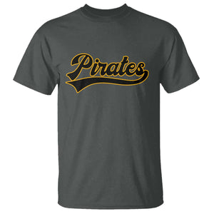 Vintage Pirates T Shirt Varsity Script Retro Sports Jersey Style Baseball Fans TS10 Dark Heather Print Your Wear