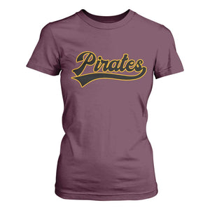 Vintage Pirates T Shirt For Women Varsity Script Retro Sports Jersey Style Baseball Fans TS10 Maroon Print Your Wear