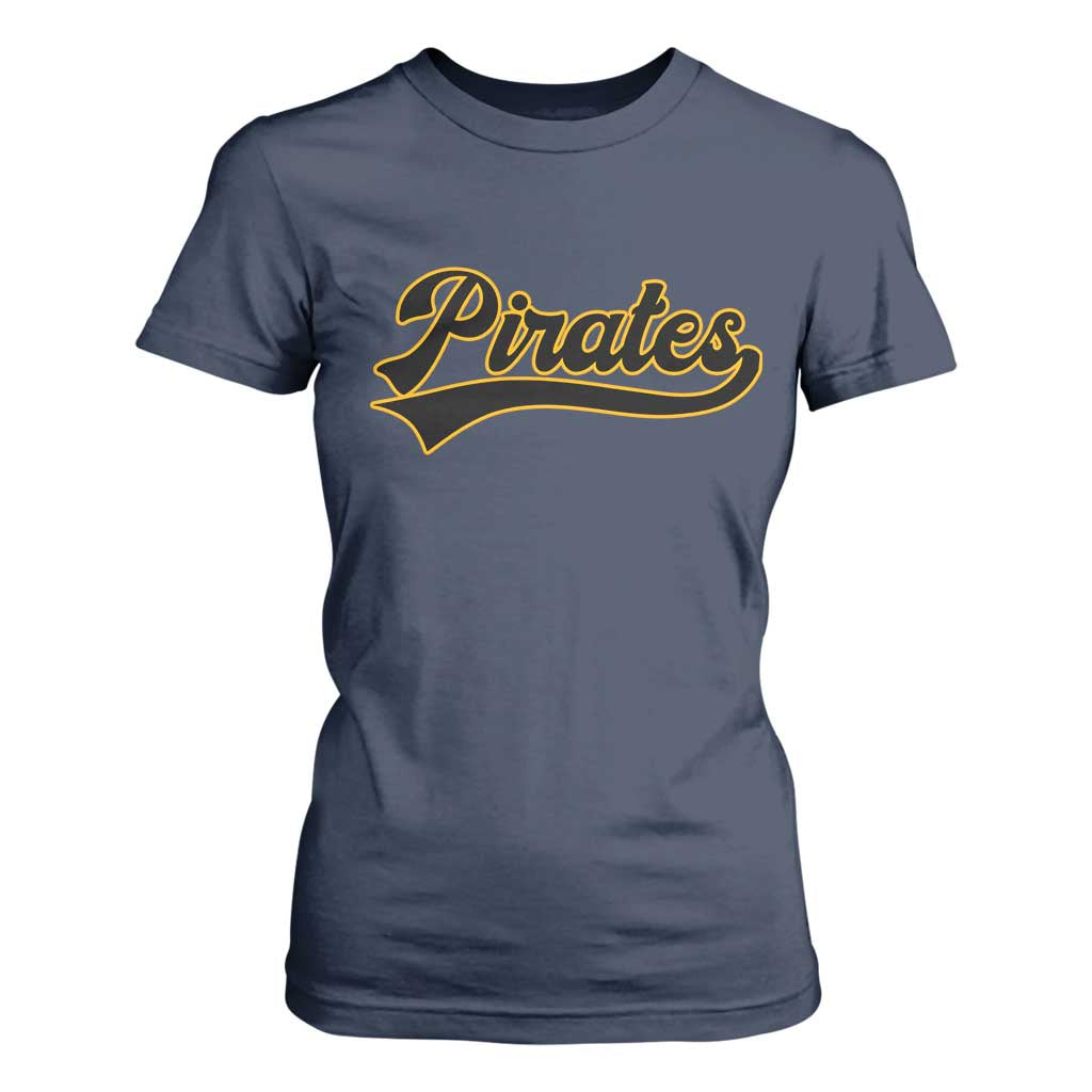 Vintage Pirates T Shirt For Women Varsity Script Retro Sports Jersey Style Baseball Fans TS10 Navy Print Your Wear
