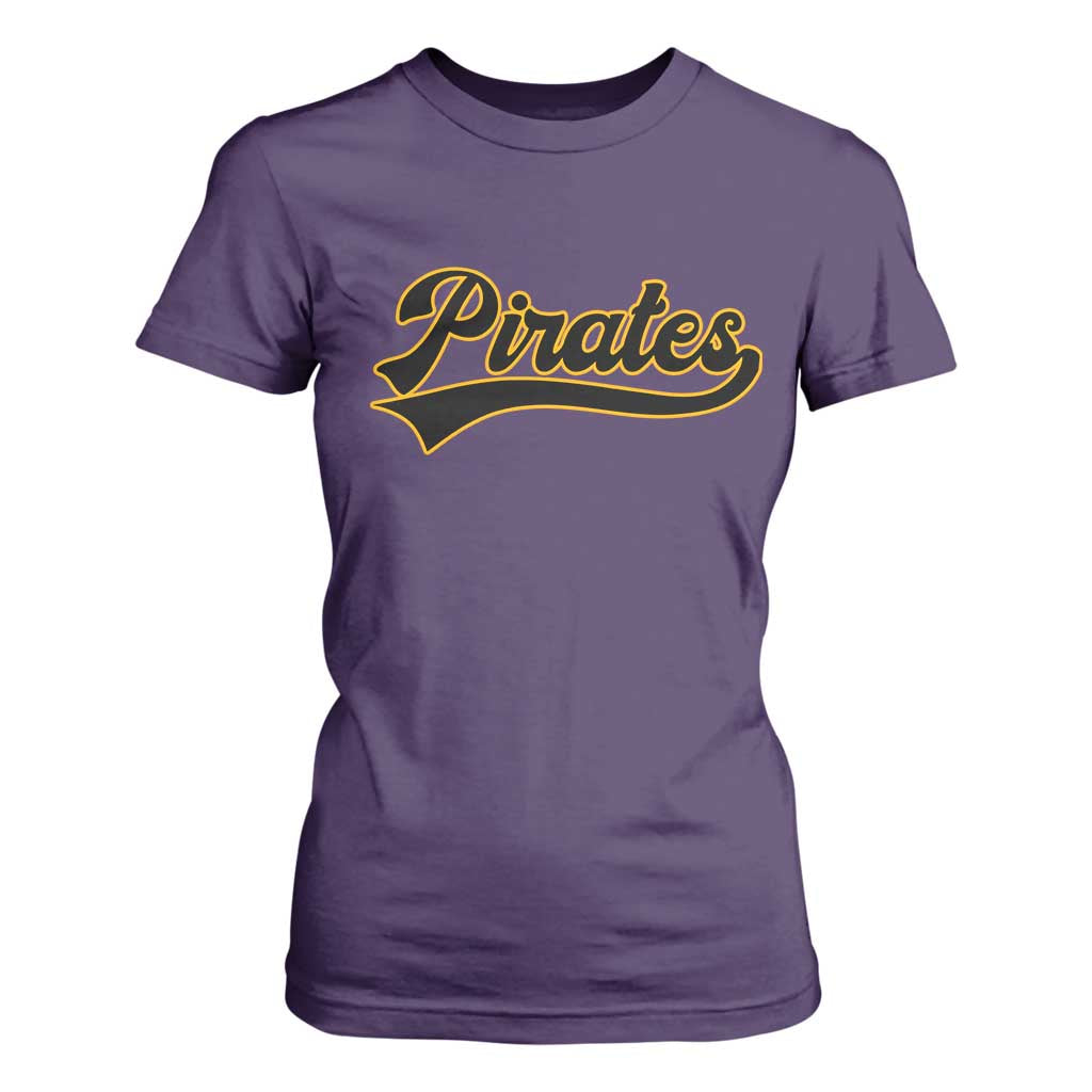 Vintage Pirates T Shirt For Women Varsity Script Retro Sports Jersey Style Baseball Fans TS10 Purple Print Your Wear