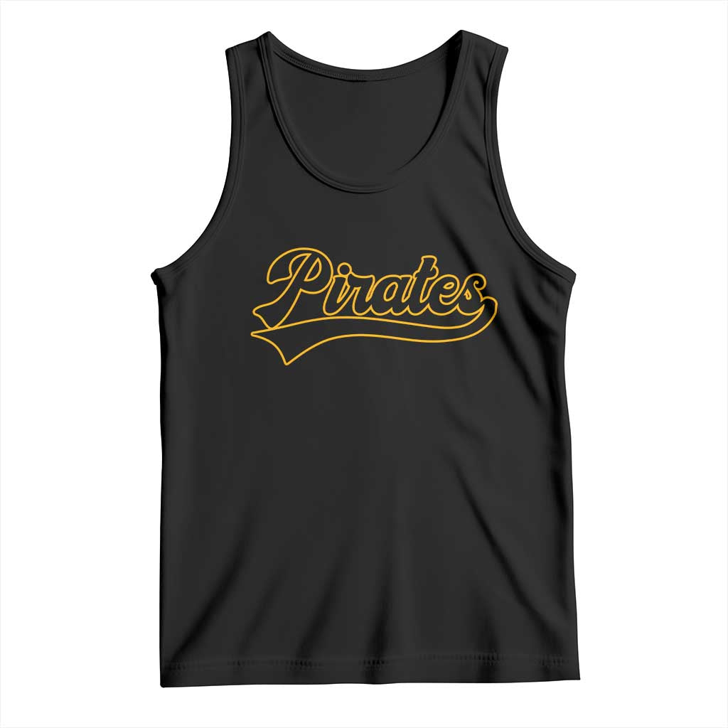 Vintage Pirates Tank Top Varsity Script Retro Sports Jersey Style Baseball Fans TS10 Black Print Your Wear