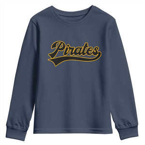 Vintage Pirates Youth Sweatshirt Varsity Script Retro Sports Jersey Style Baseball Fans TS10 Navy Print Your Wear