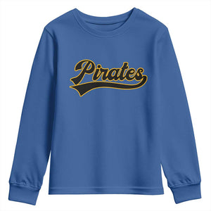 Vintage Pirates Youth Sweatshirt Varsity Script Retro Sports Jersey Style Baseball Fans TS10 Royal Blue Print Your Wear