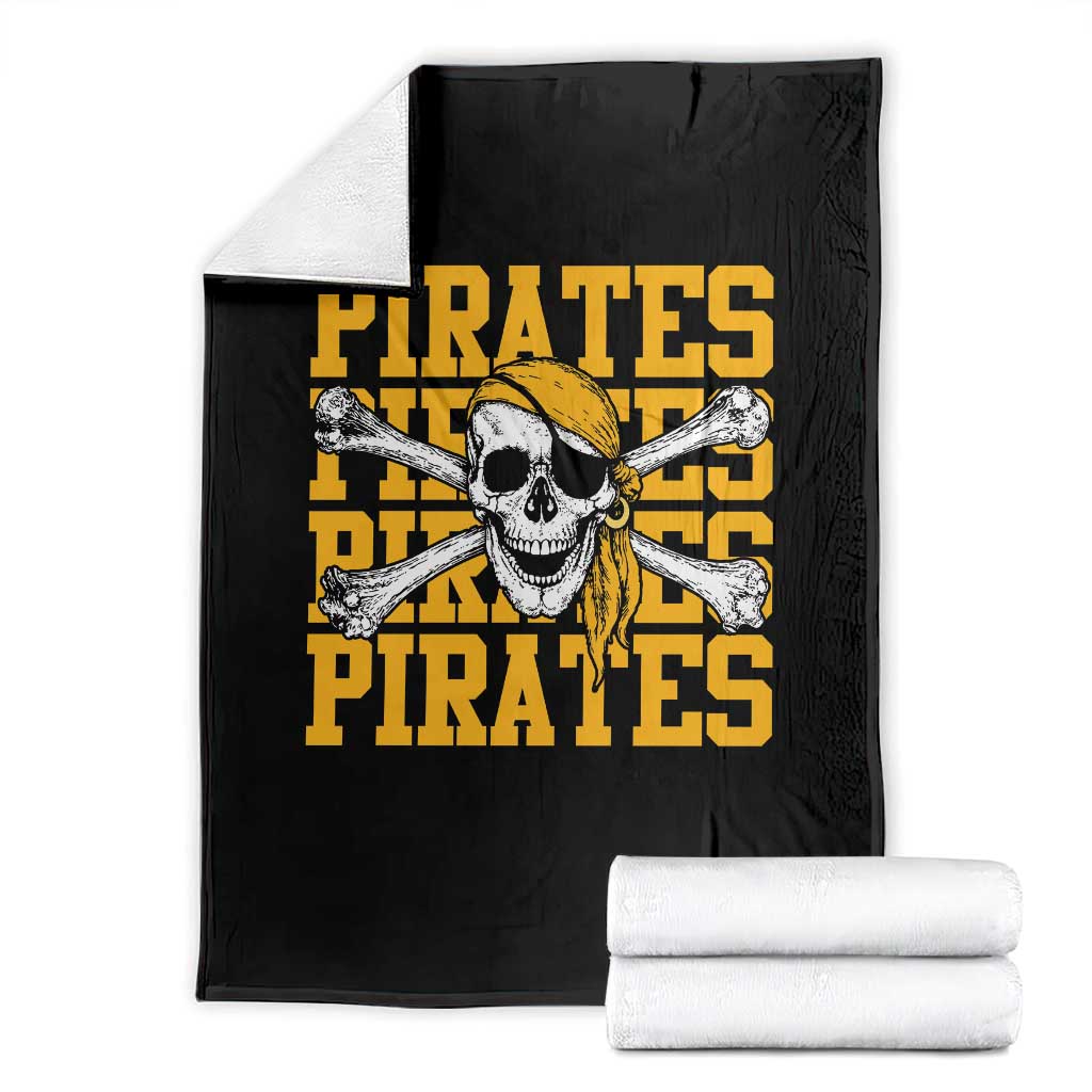 Retro Pirates Throw Blanket Vintage Retro Skull Crossbones Baseball Fans TS10 Black Print Your Wear