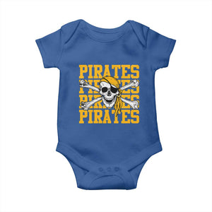 Retro Pirates Baby Onesie Vintage Retro Skull Crossbones Baseball Fans TS10 Royal Blue Print Your Wear