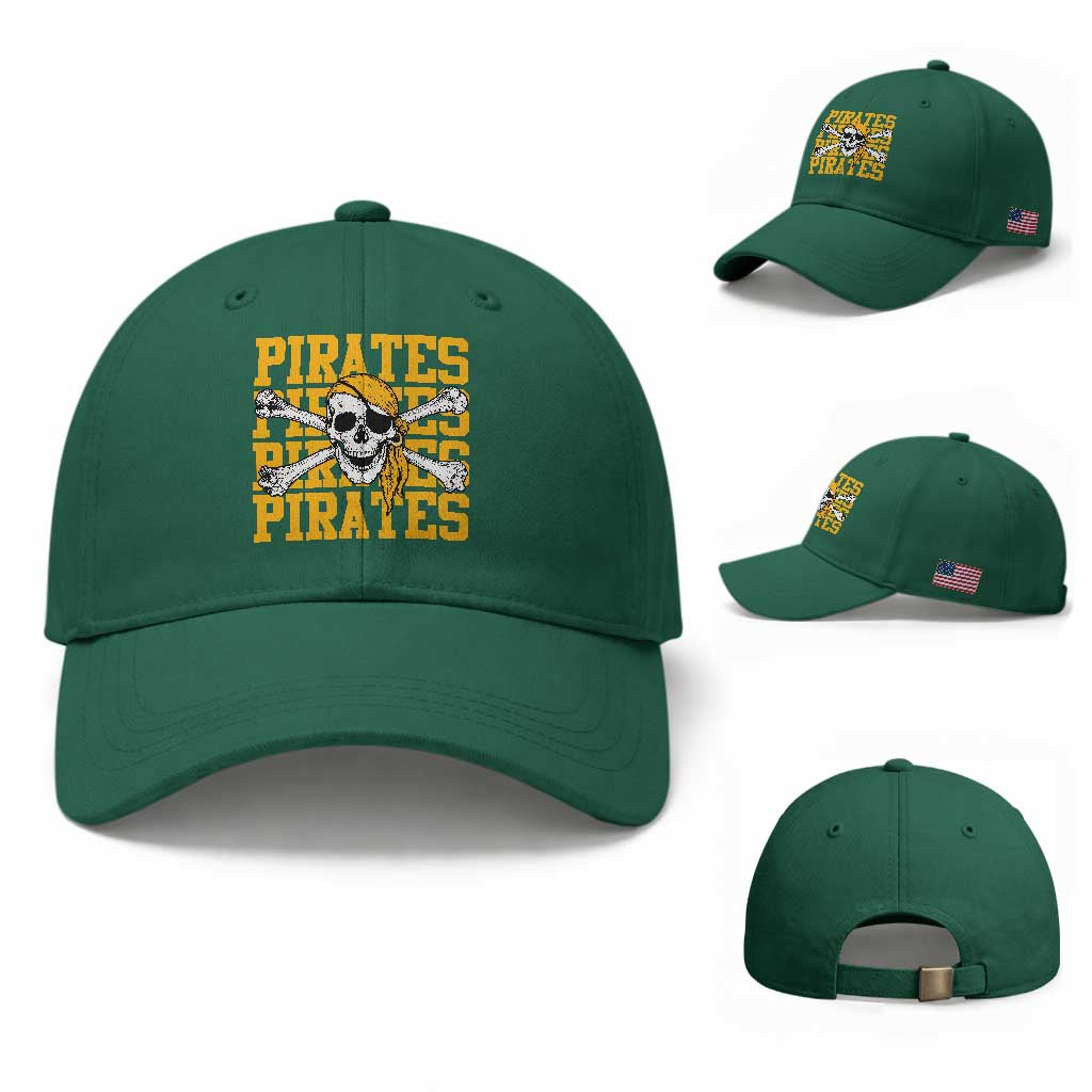 Retro Pirates Baseball Cap Vintage Retro Skull Crossbones Baseball Fans TS10 Baseball Cap Universal Fit Irish Green Print Your Wear
