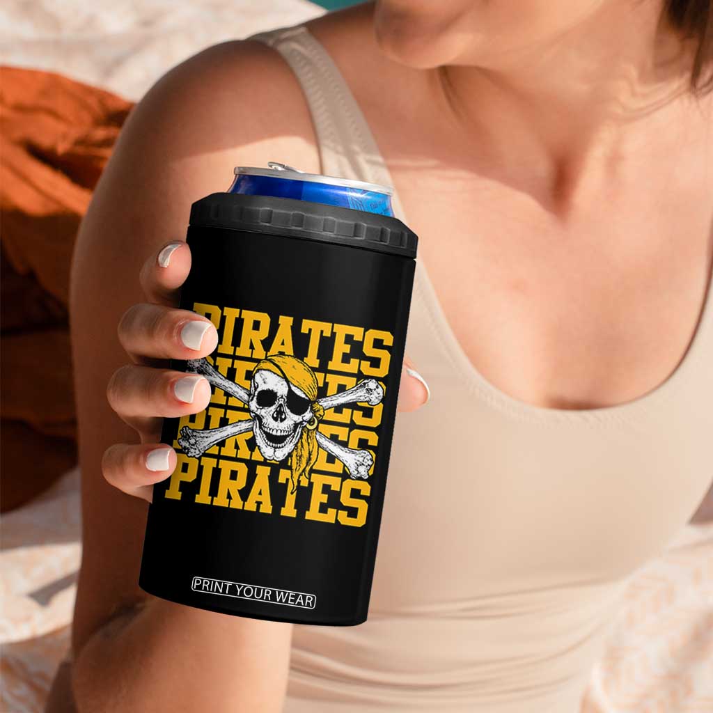Retro Pirates 4 in 1 Can Cooler Tumbler Vintage Retro Skull Crossbones Baseball Fans TS10 Print Your Wear