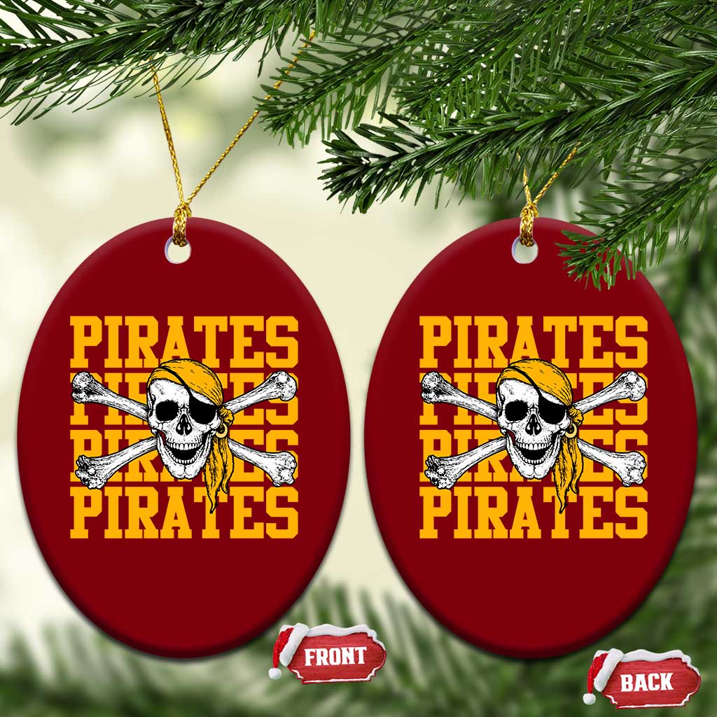 Retro Pirates Ceramic Ornament Vintage Retro Skull Crossbones Baseball Fans TS10 Print Your Wear