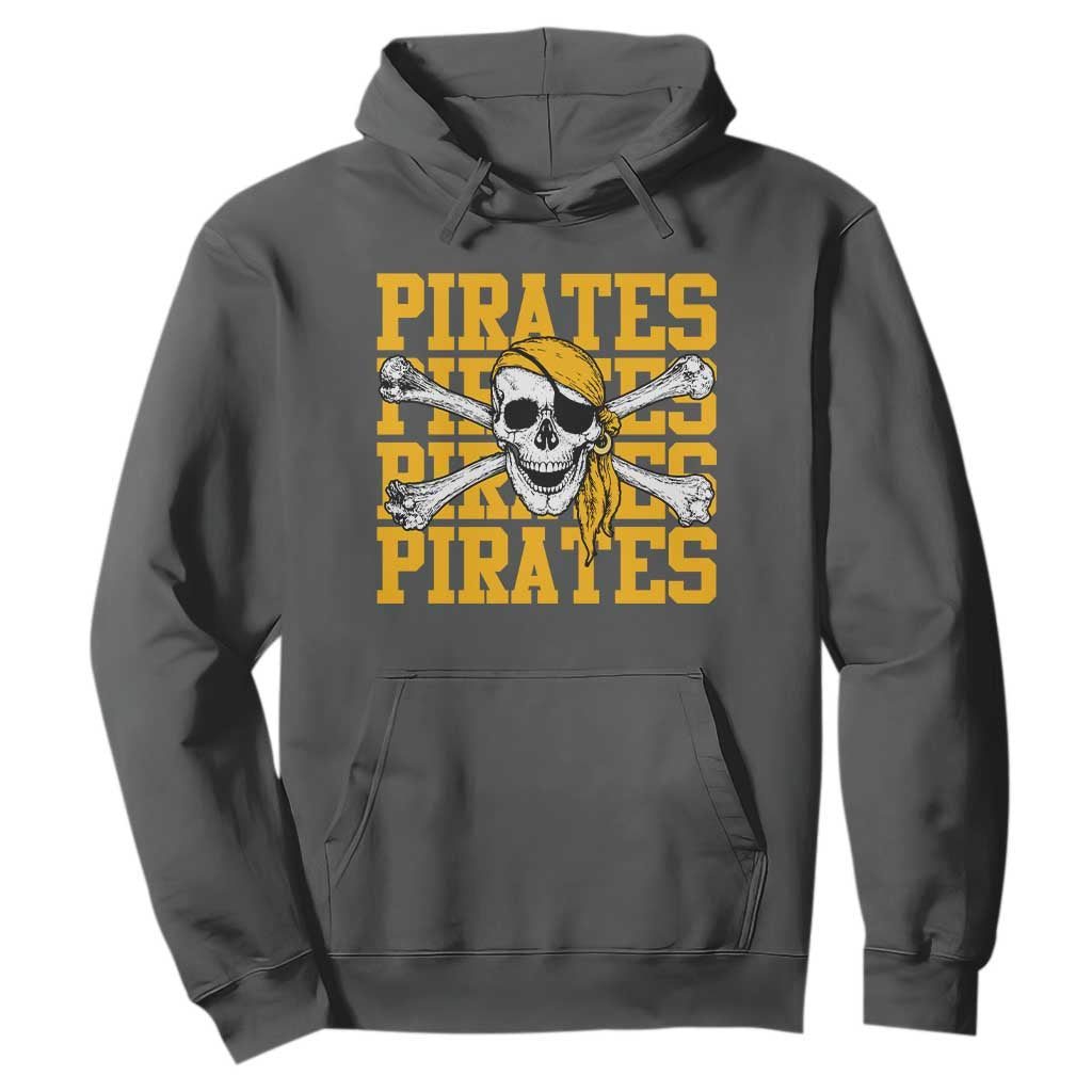 Retro Pirates Hoodie Vintage Retro Skull Crossbones Baseball Fans TS10 Dark Heather Print Your Wear