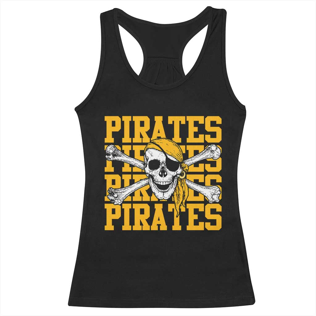 Retro Pirates Racerback Tank Top Vintage Retro Skull Crossbones Baseball Fans TS10 Black Print Your Wear