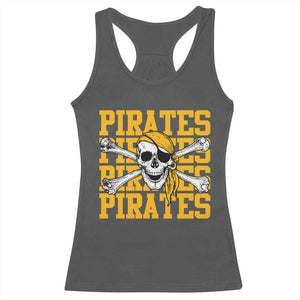 Retro Pirates Racerback Tank Top Vintage Retro Skull Crossbones Baseball Fans TS10 Dark Heather Print Your Wear