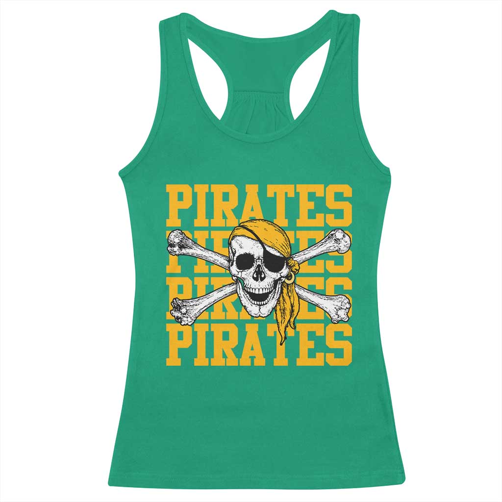 Retro Pirates Racerback Tank Top Vintage Retro Skull Crossbones Baseball Fans TS10 Irish Green Print Your Wear