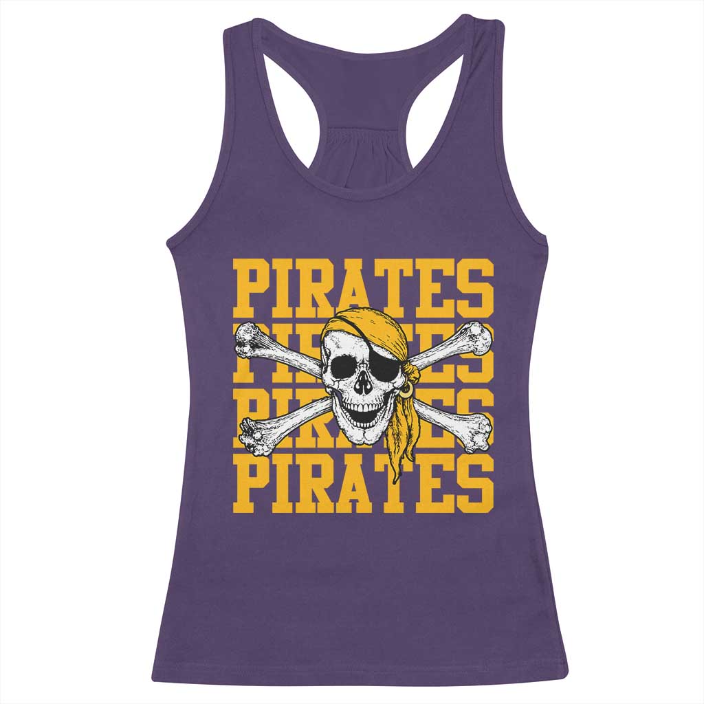 Retro Pirates Racerback Tank Top Vintage Retro Skull Crossbones Baseball Fans TS10 Purple Print Your Wear