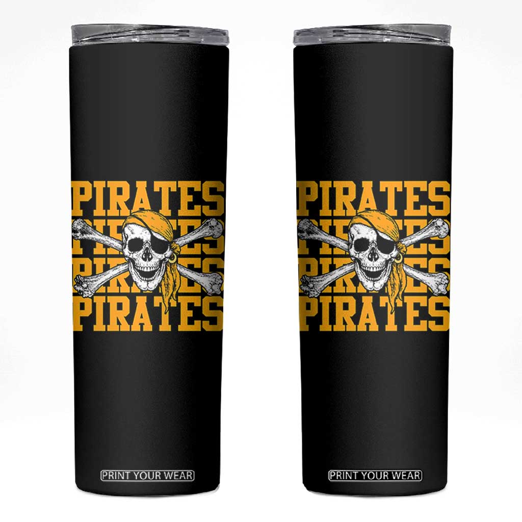 Retro Pirates Skinny Tumbler Vintage Retro Skull Crossbones Baseball Fans TS10 Black Print Your Wear