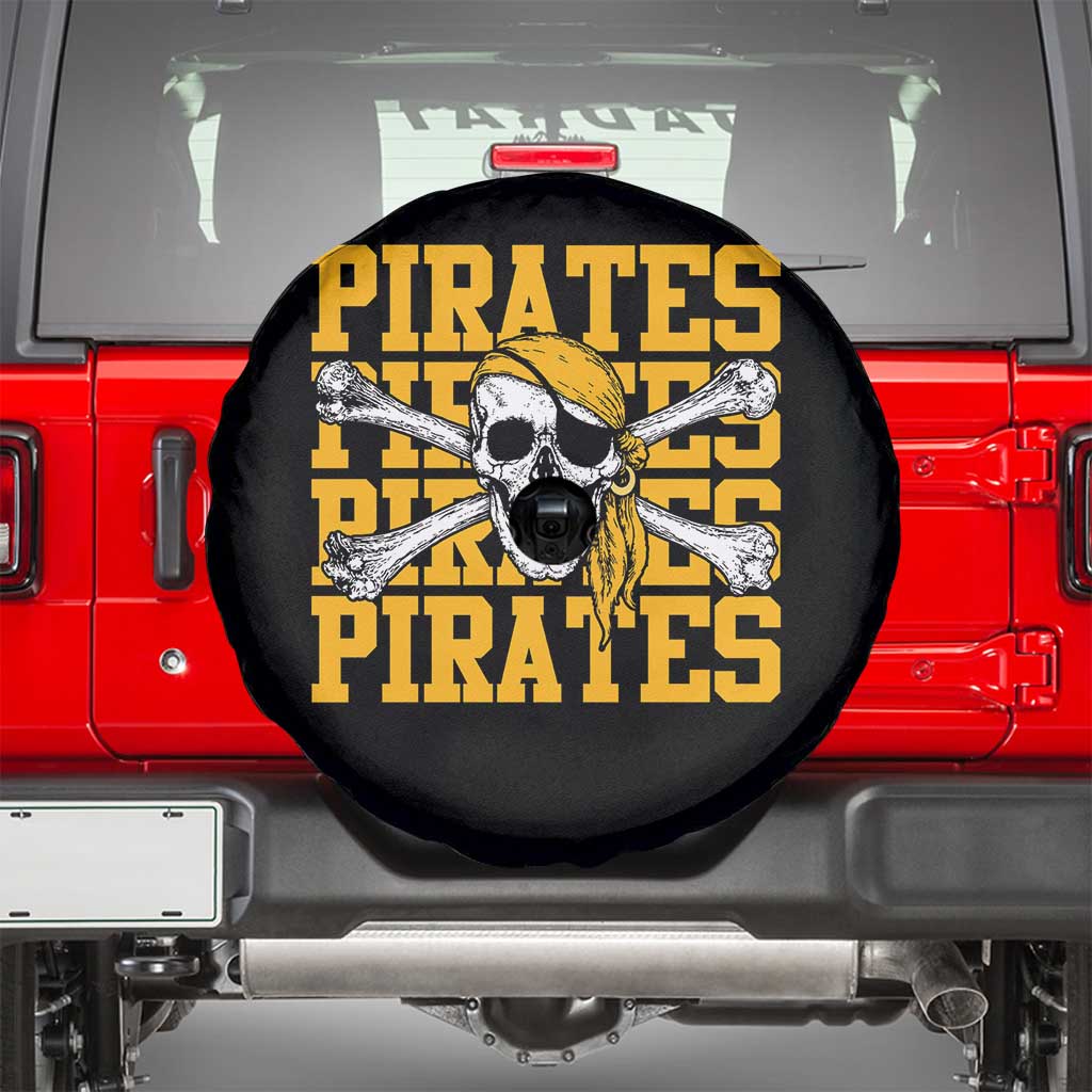 Retro Pirates Spare Tire Cover Vintage Retro Skull Crossbones Baseball Fans TS10 Black Print Your Wear