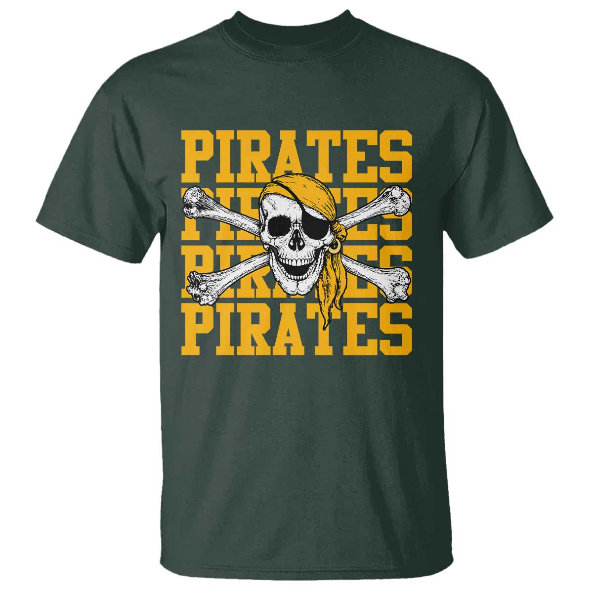 Retro Pirates T Shirt Vintage Retro Skull Crossbones Baseball Fans TS10 Dark Forest Green Print Your Wear
