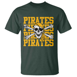Retro Pirates T Shirt Vintage Retro Skull Crossbones Baseball Fans TS10 Dark Forest Green Print Your Wear