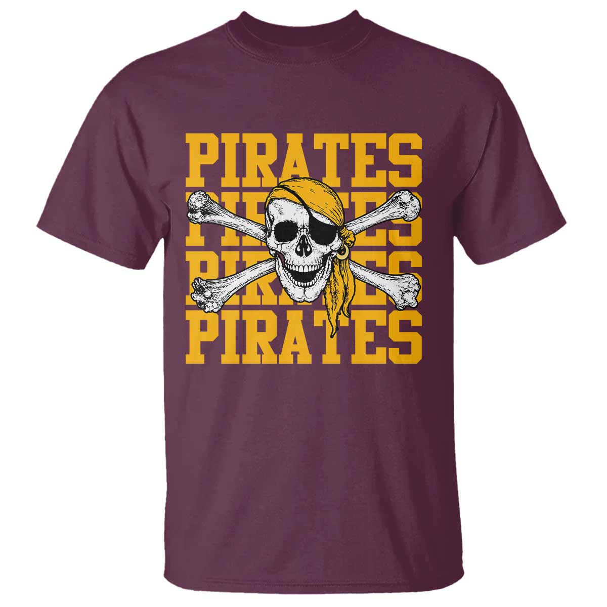 Retro Pirates T Shirt Vintage Retro Skull Crossbones Baseball Fans TS10 Maroon Print Your Wear