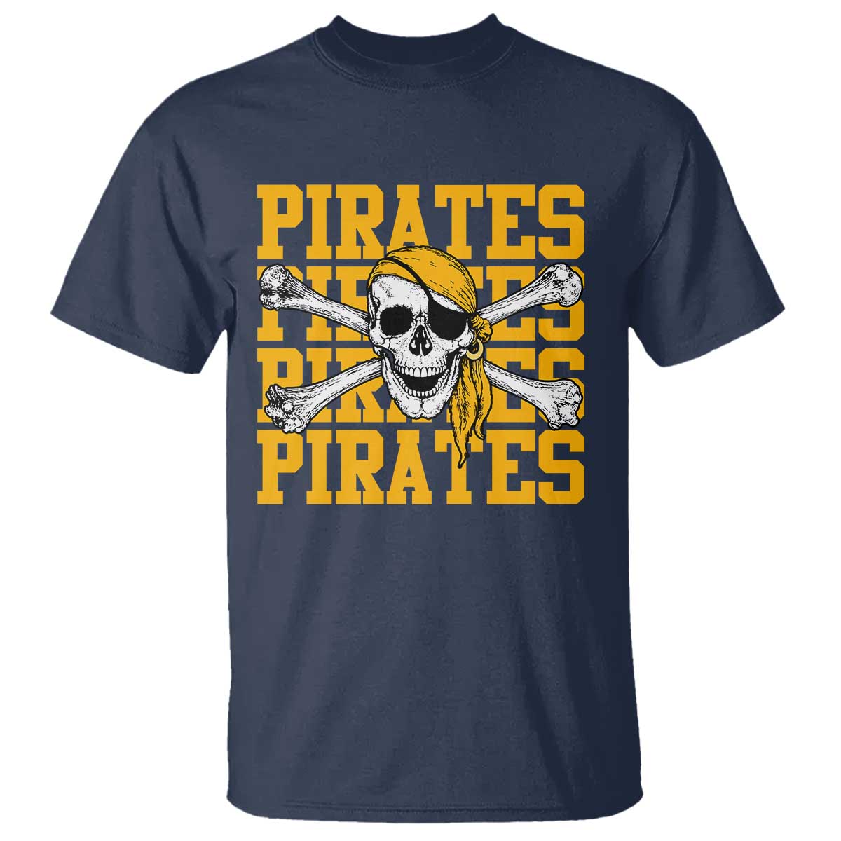 Retro Pirates T Shirt Vintage Retro Skull Crossbones Baseball Fans TS10 Navy Print Your Wear