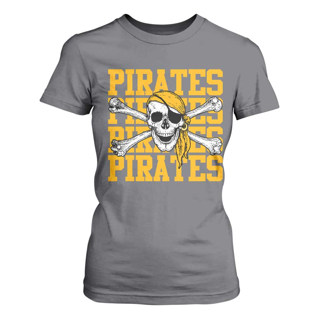 Retro Pirates T Shirt For Women Vintage Retro Skull Crossbones Baseball Fans TS10 Charcoal Print Your Wear