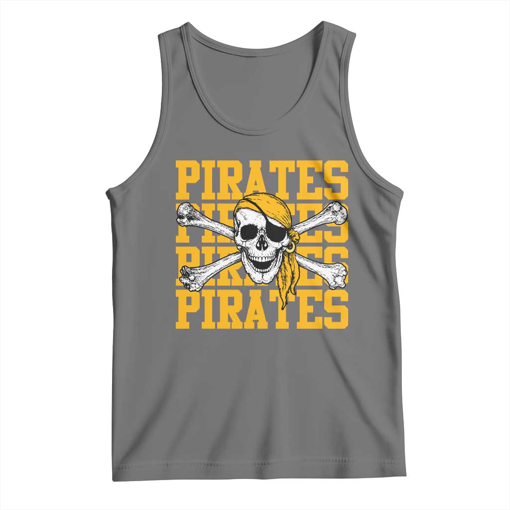 Retro Pirates Tank Top Vintage Retro Skull Crossbones Baseball Fans TS10 Black Heather Print Your Wear