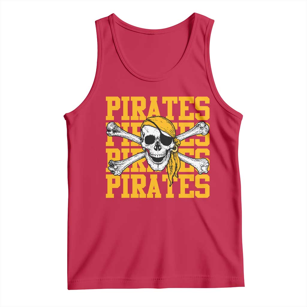 Retro Pirates Tank Top Vintage Retro Skull Crossbones Baseball Fans TS10 Red Print Your Wear
