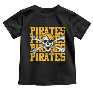 Retro Pirates Toddler T Shirt Vintage Retro Skull Crossbones Baseball Fans TS10 Black Print Your Wear