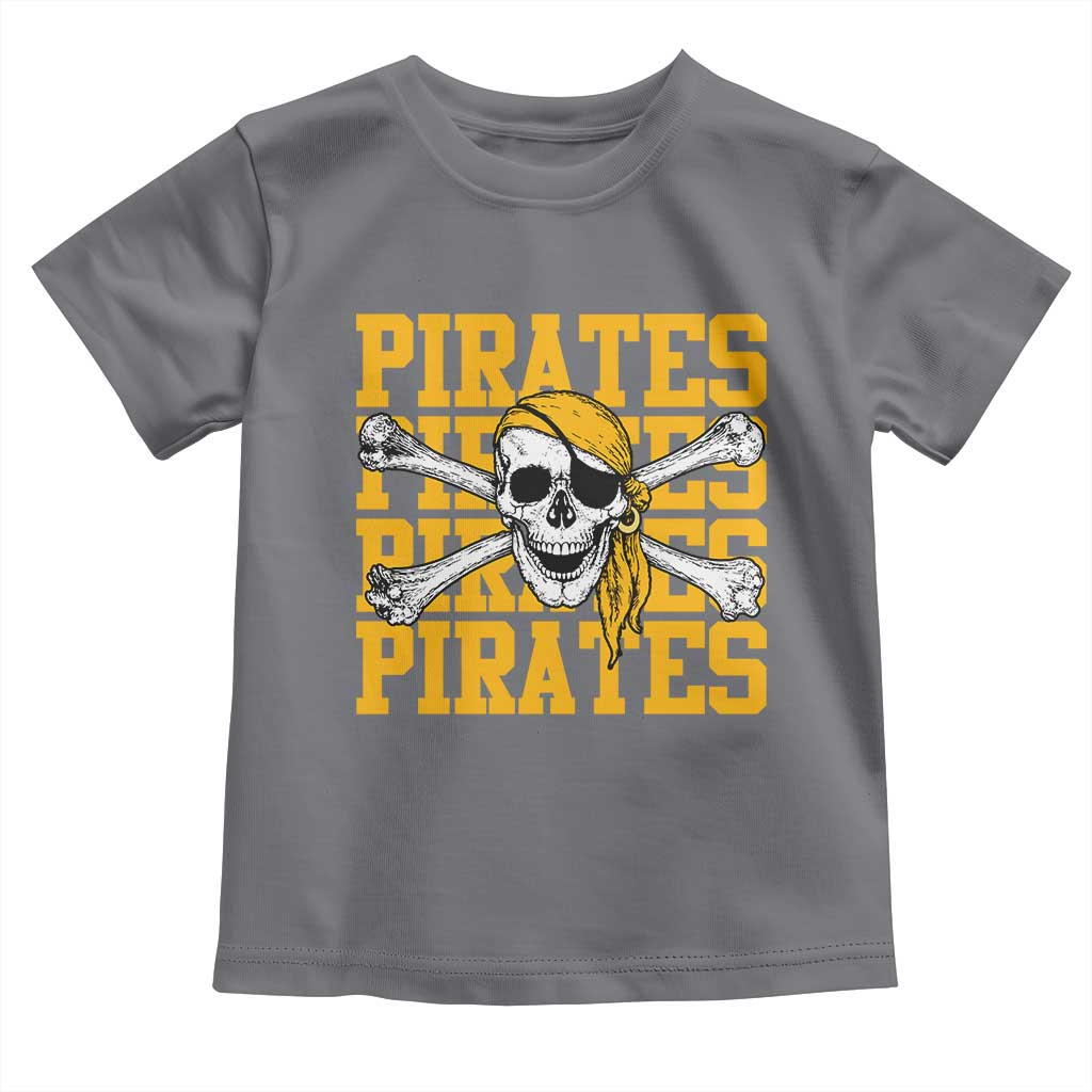 Retro Pirates Toddler T Shirt Vintage Retro Skull Crossbones Baseball Fans TS10 Charcoal Print Your Wear
