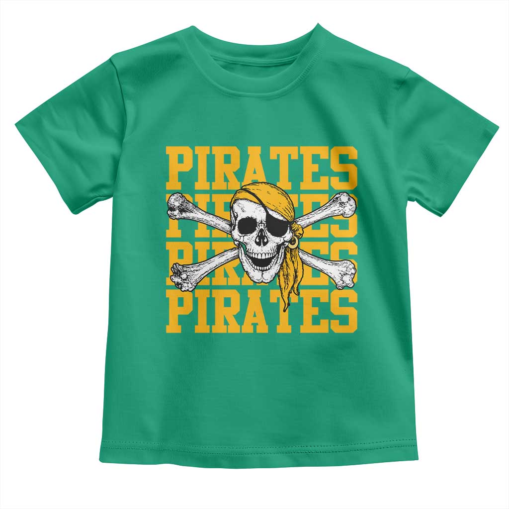 Retro Pirates Toddler T Shirt Vintage Retro Skull Crossbones Baseball Fans TS10 Irish Green Print Your Wear