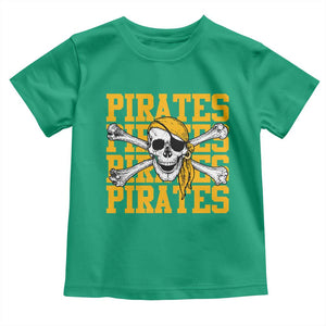 Retro Pirates Toddler T Shirt Vintage Retro Skull Crossbones Baseball Fans TS10 Irish Green Print Your Wear