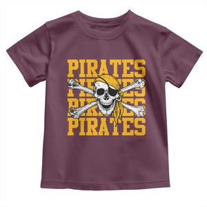 Retro Pirates Toddler T Shirt Vintage Retro Skull Crossbones Baseball Fans TS10 Maroon Print Your Wear