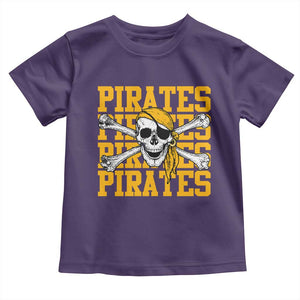 Retro Pirates Toddler T Shirt Vintage Retro Skull Crossbones Baseball Fans TS10 Purple Print Your Wear