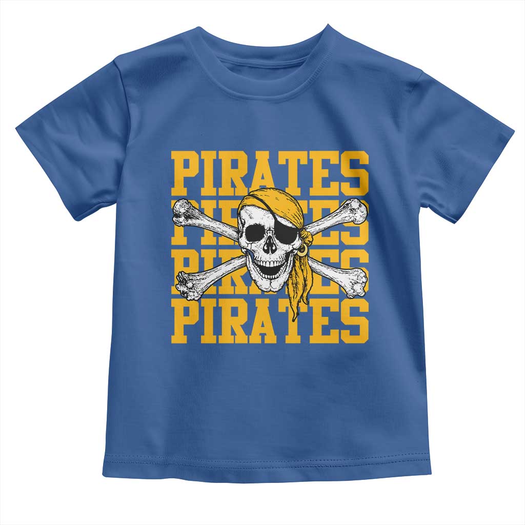 Retro Pirates Toddler T Shirt Vintage Retro Skull Crossbones Baseball Fans TS10 Royal Blue Print Your Wear