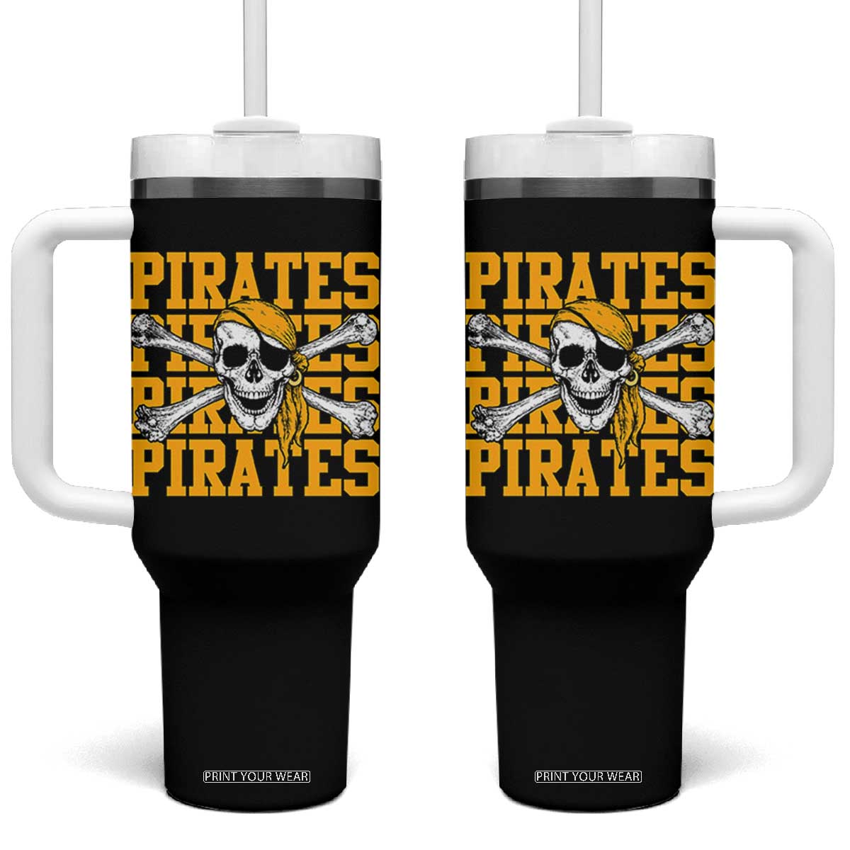 Retro Pirates Tumbler With Handle Vintage Retro Skull Crossbones Baseball Fans TS10 One Size: 40 oz Black Print Your Wear