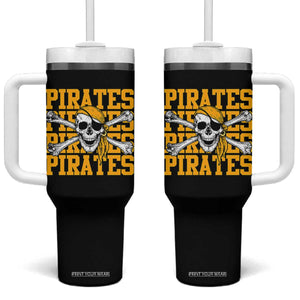Retro Pirates Tumbler With Handle Vintage Retro Skull Crossbones Baseball Fans TS10 One Size: 40 oz Black Print Your Wear