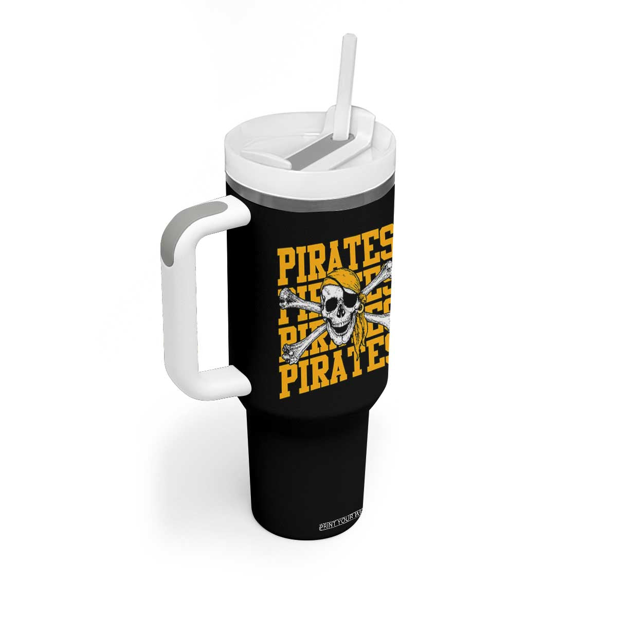 Retro Pirates Tumbler With Handle Vintage Retro Skull Crossbones Baseball Fans TS10 Print Your Wear