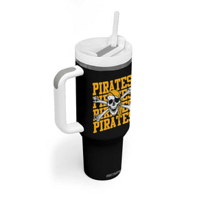 Retro Pirates Tumbler With Handle Vintage Retro Skull Crossbones Baseball Fans TS10 Print Your Wear