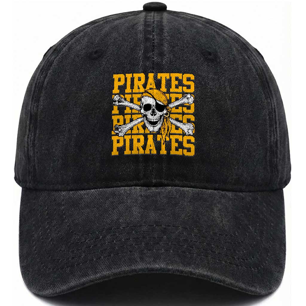 Retro Pirates Washed Cotton Baseball Cap Vintage Retro Skull Crossbones Baseball Fans TS10 Print Your Wear