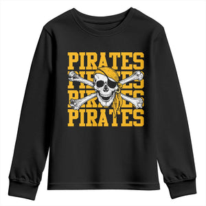Retro Pirates Youth Sweatshirt Vintage Retro Skull Crossbones Baseball Fans TS10 Black Print Your Wear