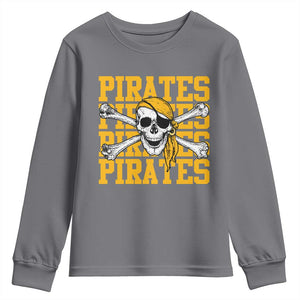 Retro Pirates Youth Sweatshirt Vintage Retro Skull Crossbones Baseball Fans TS10 Charcoal Print Your Wear