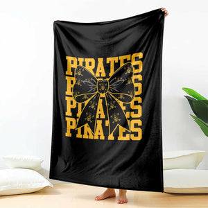 Pirates Coquette Bow Throw Blanket Retro Sports Style Pirate Skull TS10 Print Your Wear