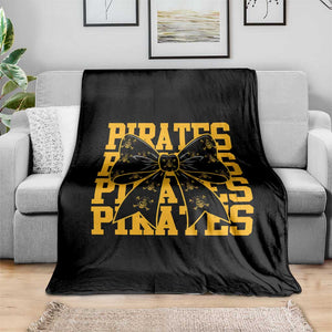 Pirates Coquette Bow Throw Blanket Retro Sports Style Pirate Skull TS10 Print Your Wear