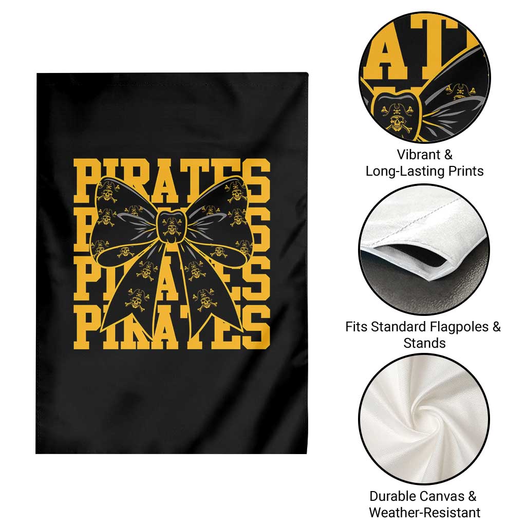 Pirates Coquette Bow Garden Flag Retro Sports Style Pirate Skull TS10 Print Your Wear