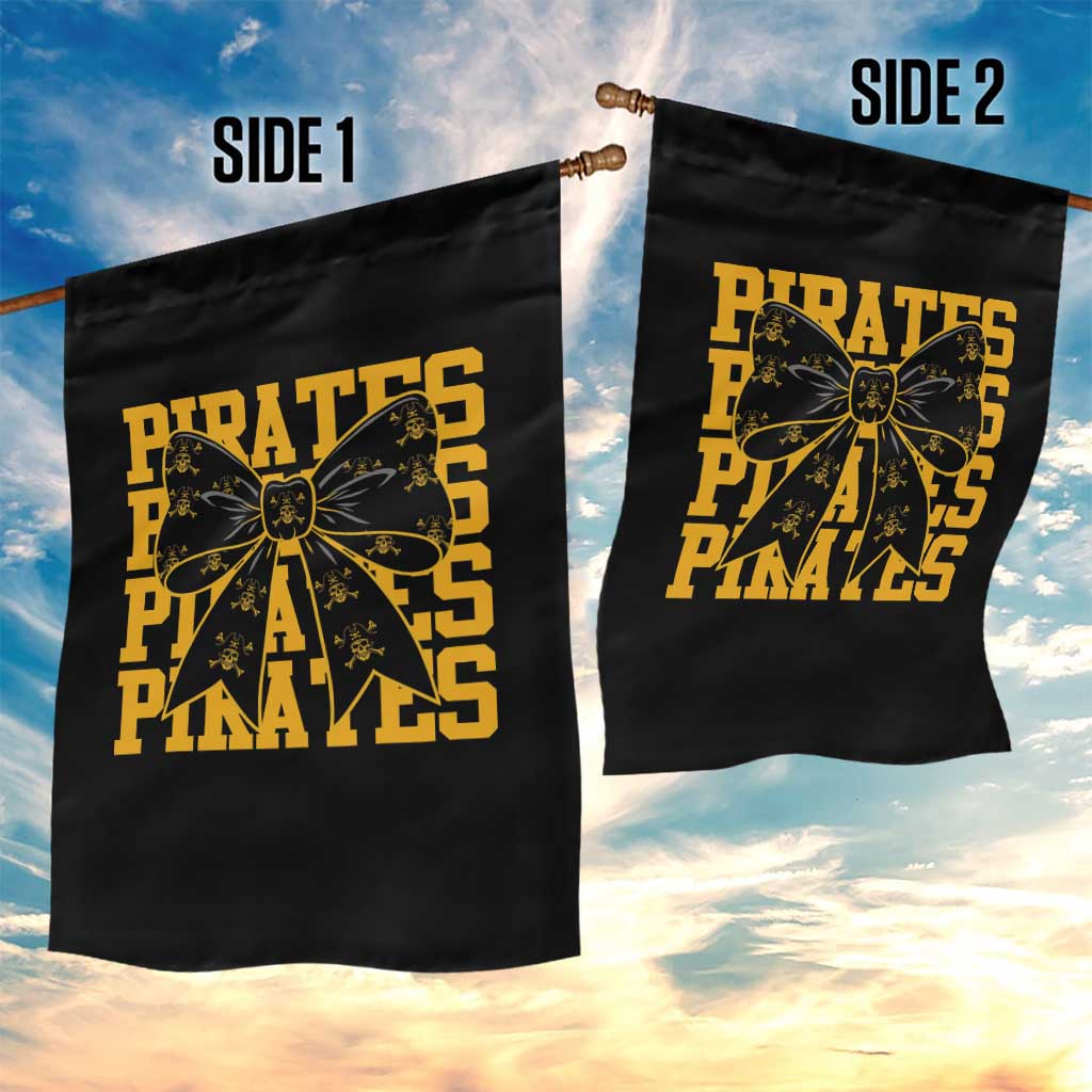 Pirates Coquette Bow Garden Flag Retro Sports Style Pirate Skull TS10 Print Your Wear